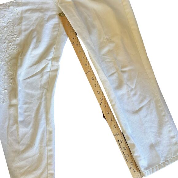 Lauren Jeans Co. Ralph Lauren White Embroidered Jeans Floral RLL Logo 10P - Picture 7 of 10